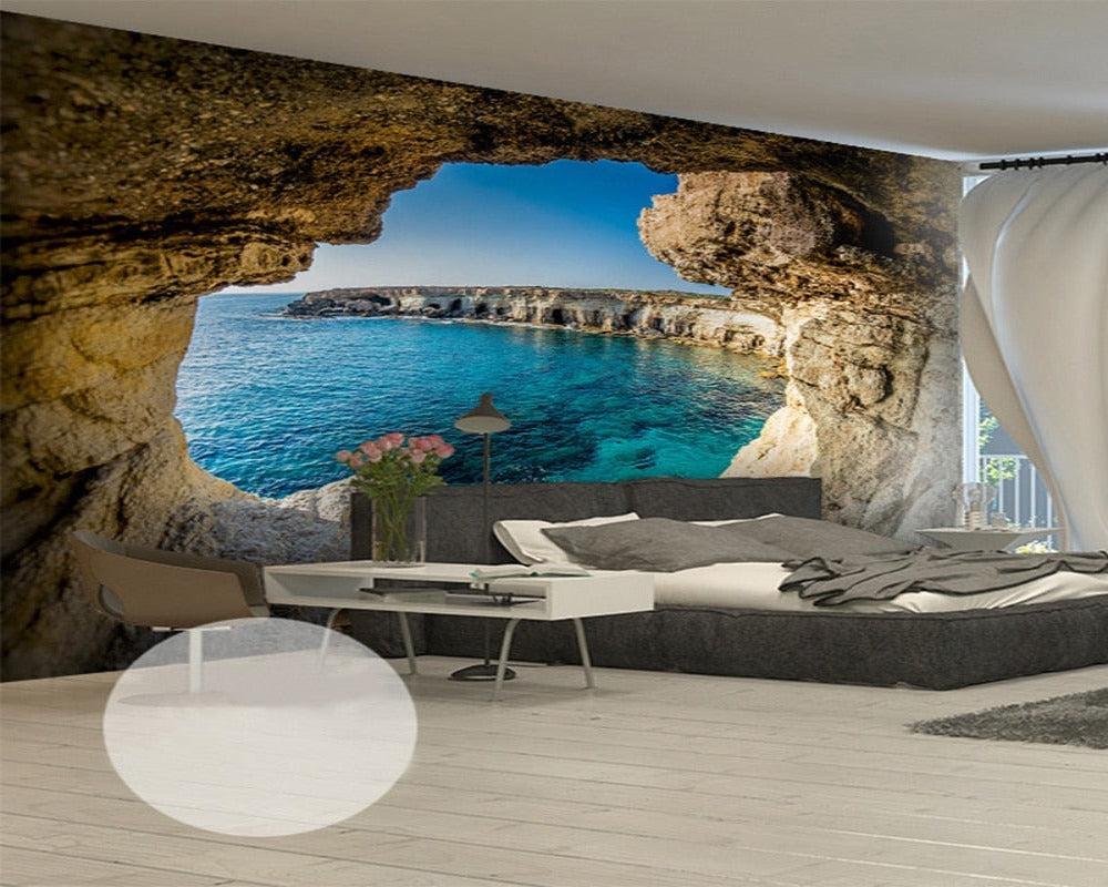 3D Wallpaper Mystery Cave Seascape SKU# WAL0235